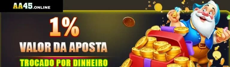 Cashback diário de 1% no valor total apostado no AA45 cassino